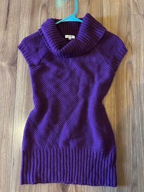 Deep Purple Cowl Neck Short-Sleeve Sweater Top